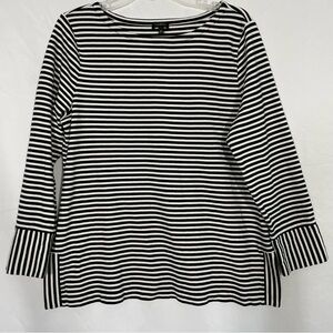 Talbots Black & White Striped Blouse Women’s Size XL